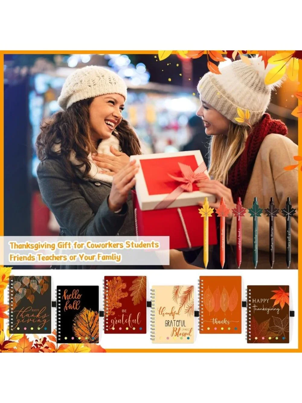Autumn Notebook & Ballpoint Pen Set - 36 Fall Thanksgiving Gifts for All